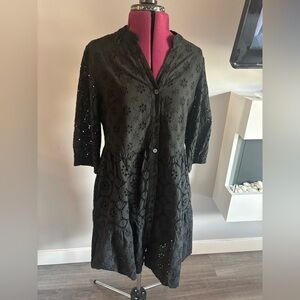 Black Eyelet Button-Up Dress
